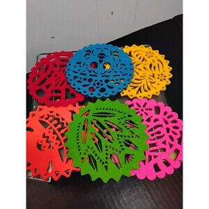 Guadalajara Coaster Picado set of 6 in bright Colors